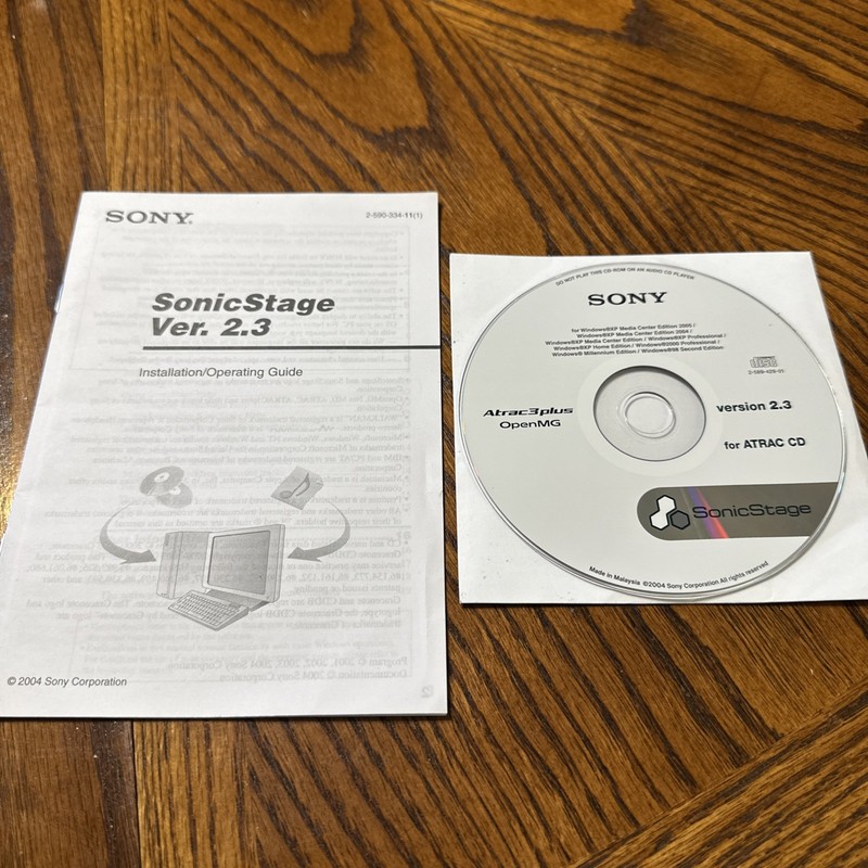 Sony SonicStage Atrac3plus OpenMG Version 2.3 For Walkman CD-ROM & Manual