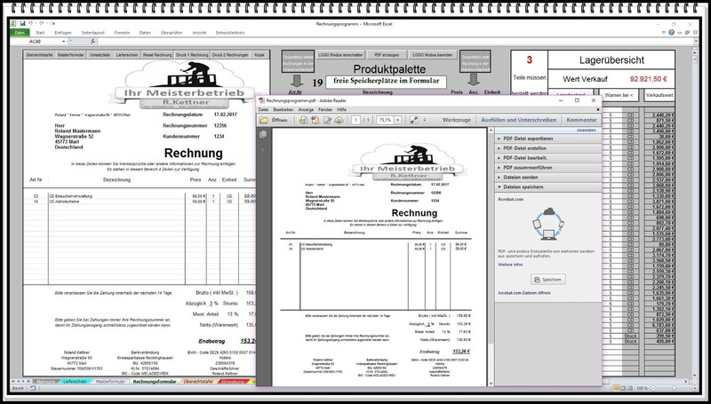 Invoice program offers delivery note sales list warehousing mail delivery PDF