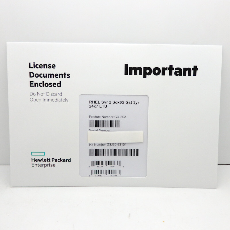 HPE Red Hat Enterprise Linux 2 Socket 2 Guest 3-year 24X7 LTU G3J30A