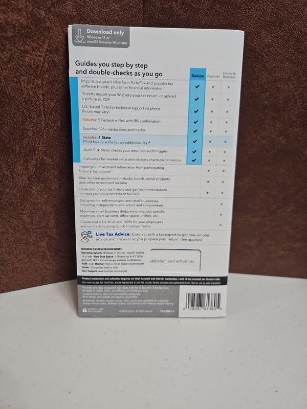 TurboTax Deluxe Desktop 2025 Federal & State Tax Return Product Key Card Desktop gallery