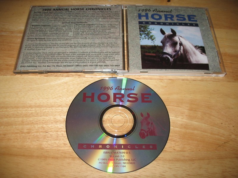 1996 Annual Horse Chronicles PC/Mac CD-ROM 1995 Orion Publishing Windows 3.1 DOS