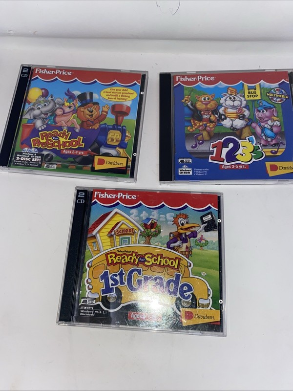 Lot of 3fisher price educational computer CD rom games vintage 90’s age 2-7 vtg