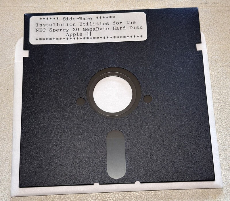 Apple II 5.25” Siderware Installation Utilities NEC Sperry 30MB HDD DOS 3.3
