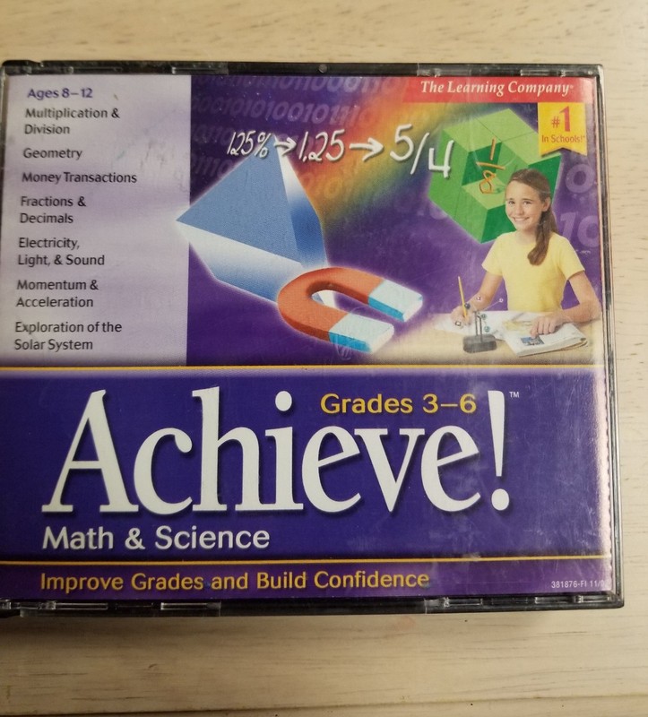 ACHIEVE MATH SCIENCE PC MAC CD AGE 8-12 GRADE 3-6 IMPROVE GRADES LEARNING