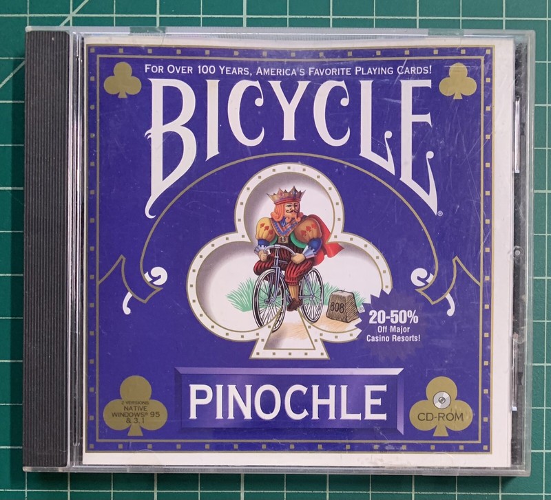 Bicycle Pinochle PC CD ROM Windows 95 98 2000 Vista ME XP VeryCleanDisc
