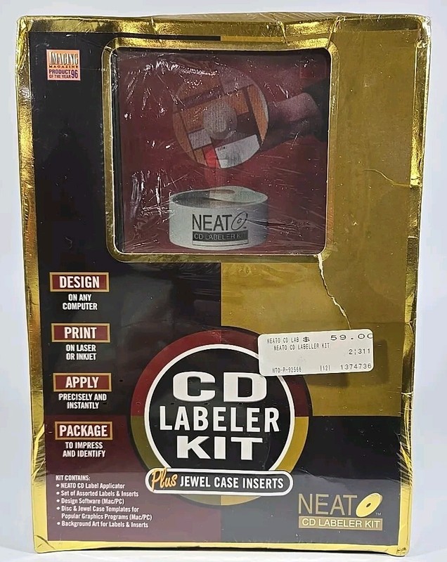 NEAT CD Labeler Kit Software MAC/PC NEATO Plus Jewel Case Inserts 1996 NEW!