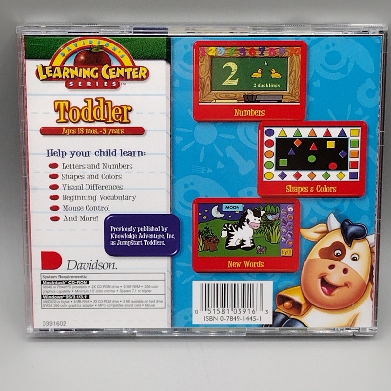 Davidson Learning Center Toddler (PC Windows/Mac) CD ROM - CIB - Works!! gallery