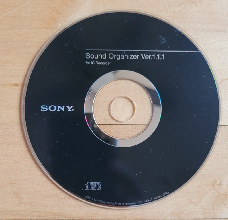 Sony Sound Organizer Ver.1.1.1 PC IC Recorder Software 2011 Original CD-ROM Disc