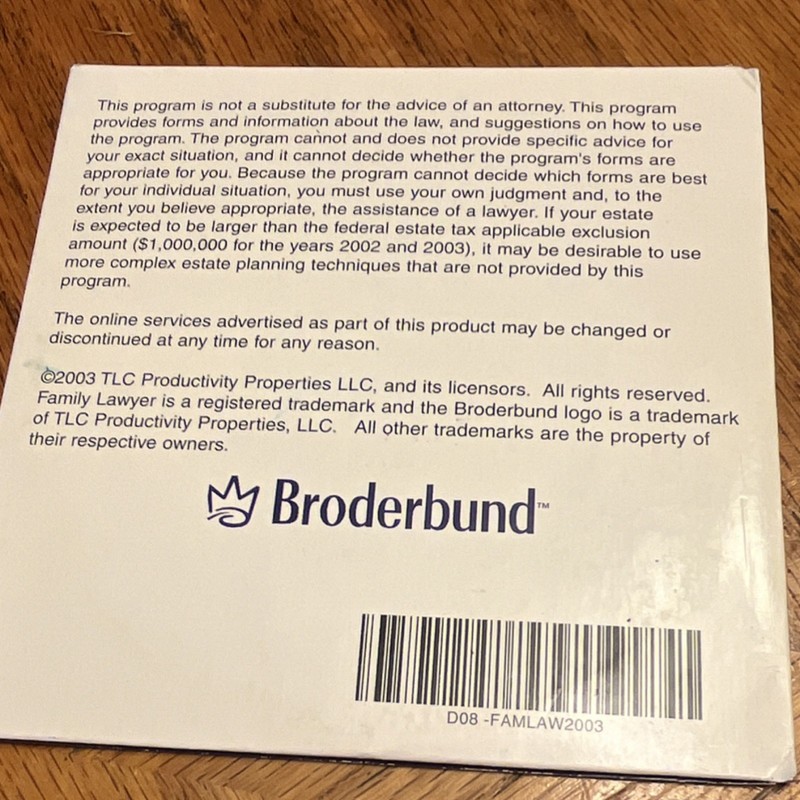 Broderbund Family Lawyer Essentials 2003 Home Legal Software D08-FAMLAW2003 gallery