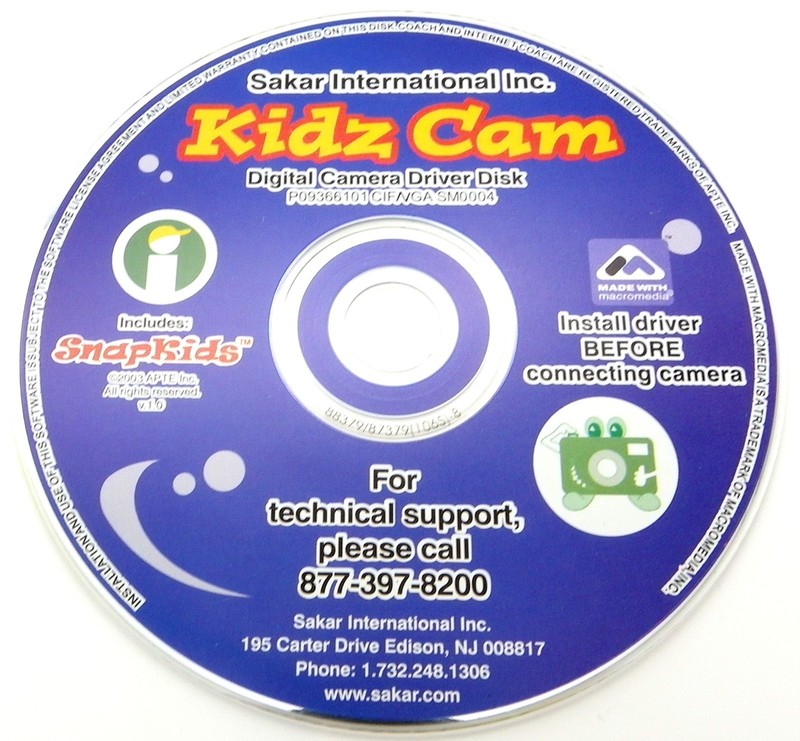 KIDZ CAM Software Suite WIN 95/95/XP Sakar International Inc. 2003 Disc Only