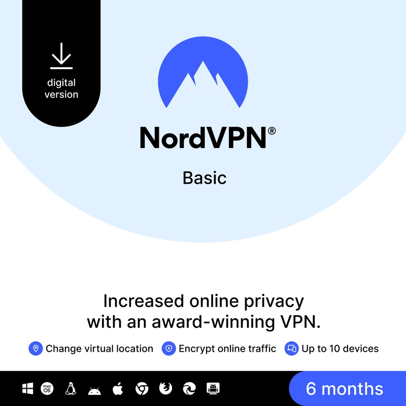 NordVPN Basic – 6-Month – Premium VPN Software – 10 Devices