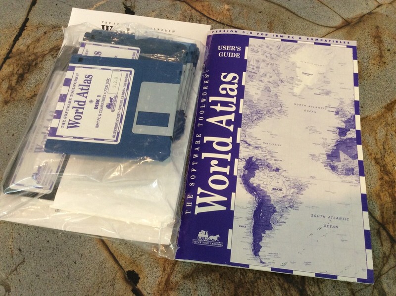 90s VTG Software toolworks 1.2 MB disk set World Atlas user guide 3.0 IBM PC lot