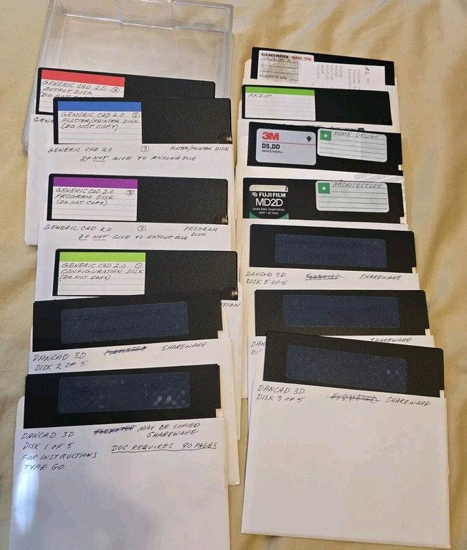 Rare Vintage Lot MS-Dos 5.25” Floppy Disc DanCad 3D Software PC Generic CAD 2.0