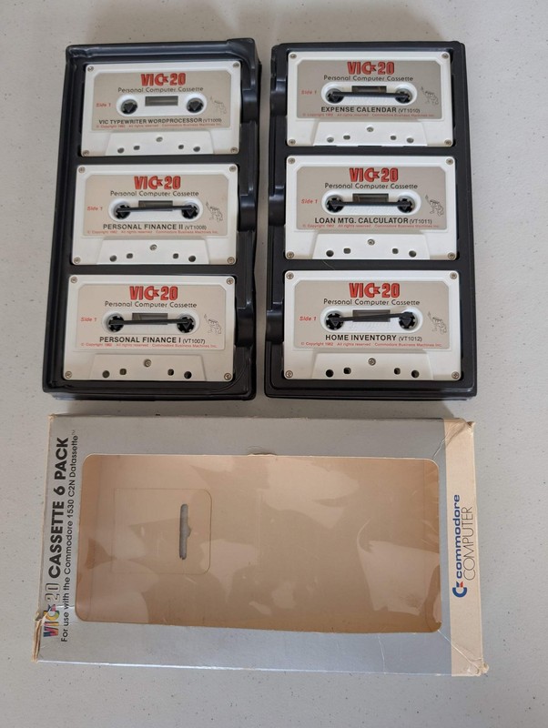 Vintage 1982 Commodore VIC 20 Personal Finance Cassette 6 Pack w/ Box & Instruct gallery