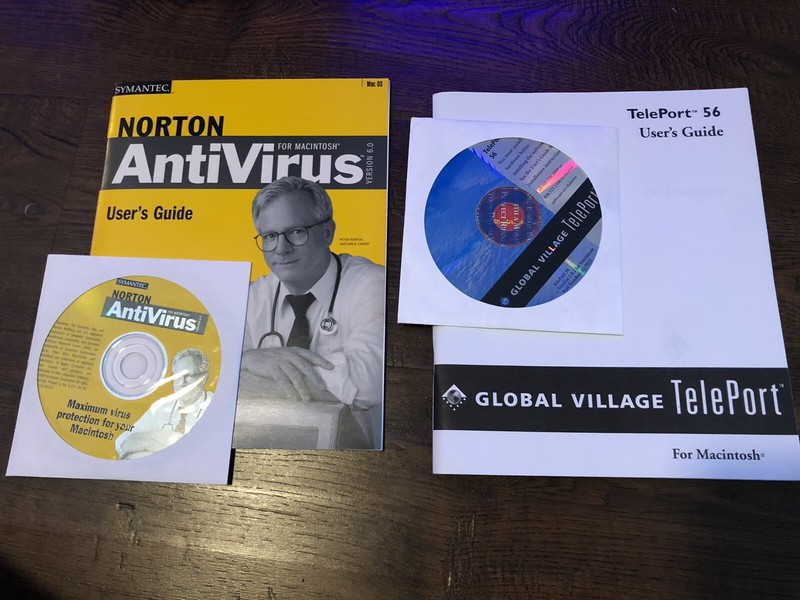 Macintosh Mac OS 90s Software: Norton AntiVirus 6.0 & Global Village TelePort 56