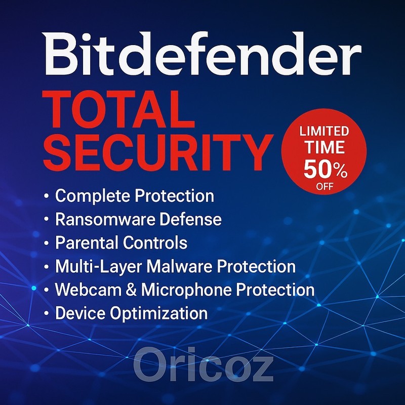 Bitdefender Total Security 2025 | 1-3 Years | 10 Devices | Windows Mac Android