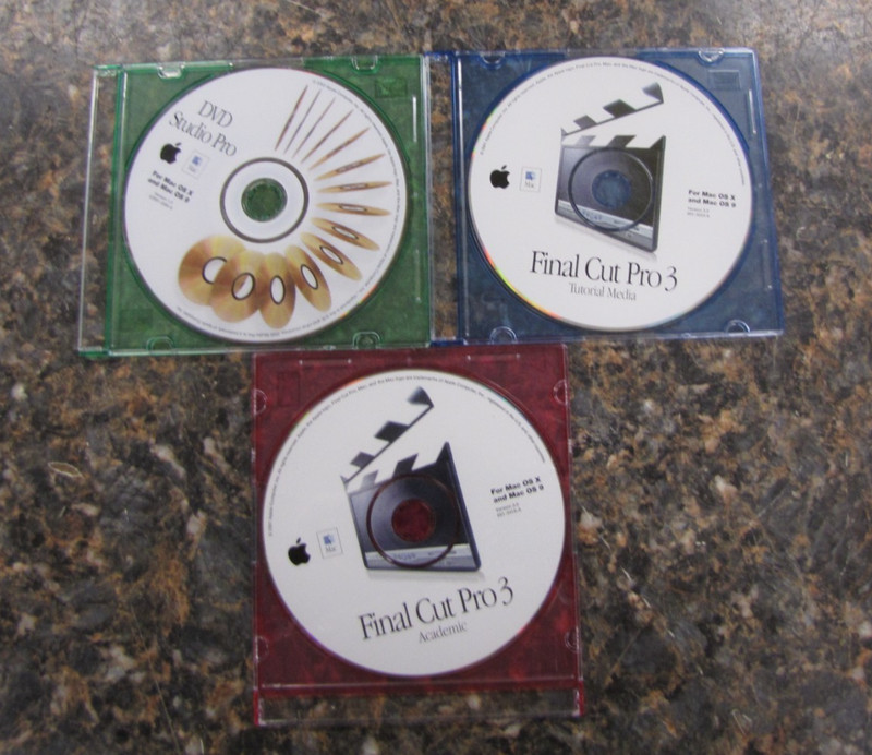 Lot (3) Apple CD’s Software Final Cut Pro 3 Tutorial & Academic, DVD Studio Pro