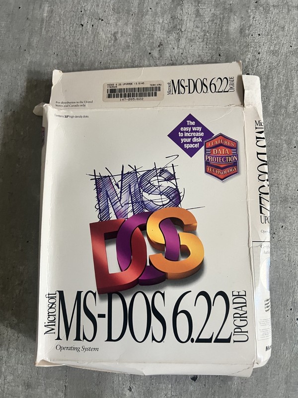 Vintage Microsoft MS-DOS 6.22 Operating System Upgrade 3.5" Disks & Original Box