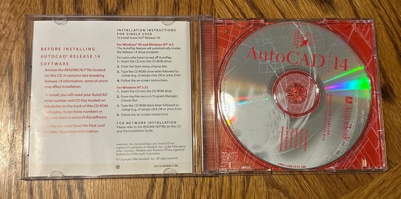 AutoCAD Release 14 R14 Education Version Complete Box Set Autodesk Lot With CD’s gallery