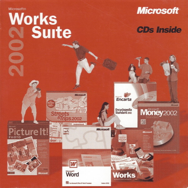 Microsoft Works Suite 2002 Windows PC CD-ROM (2002) Money Encarta Word Streets