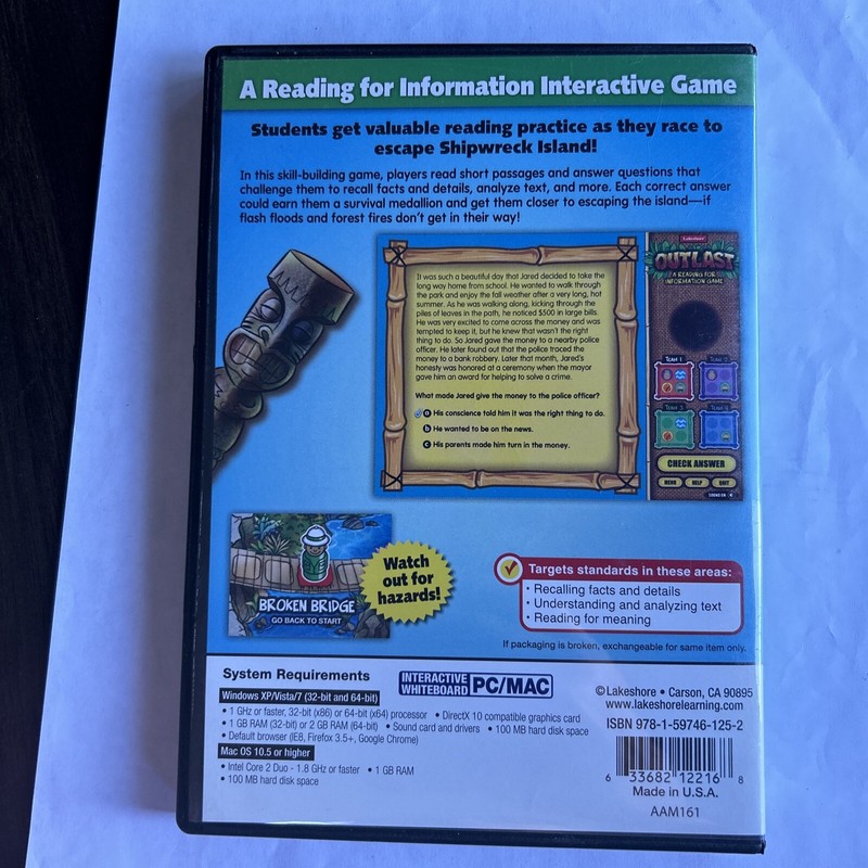 Lot of 2 Lakeshore Interactive Whiteboard Outlast Climb The Cliff CD-Rom Gr 4-6 gallery