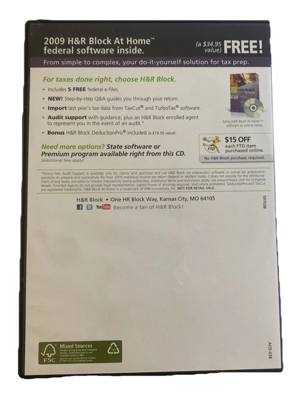 H&R Block 2011 & TurboTax 2009 CD Software + Free H&R Block 2009 NFR gallery