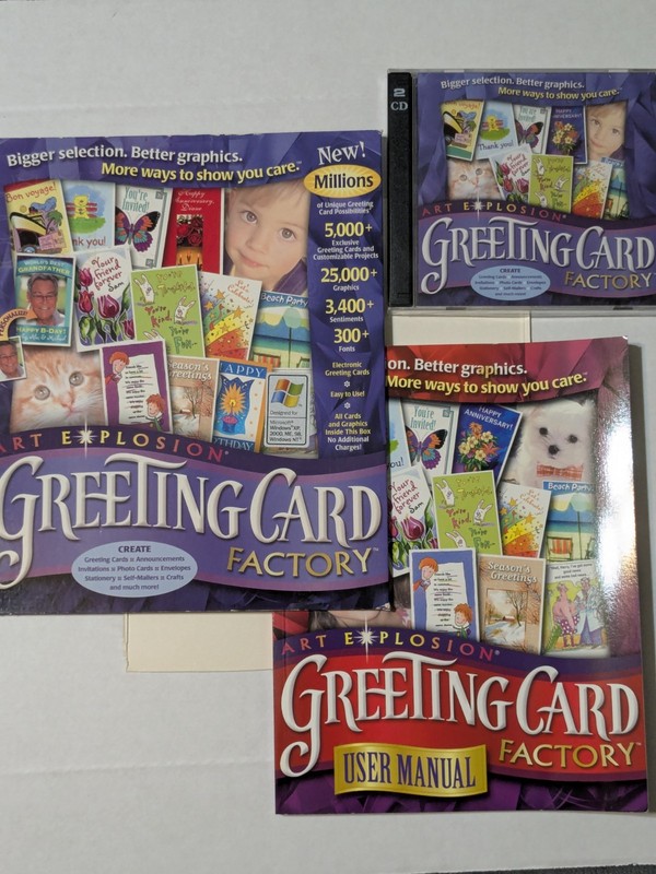 Art Explosion Greeting Card Factory w/ user manual and 2 CDs