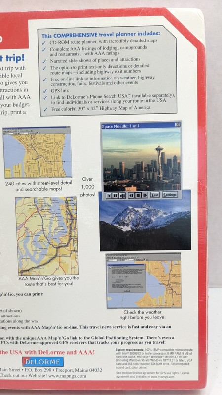 AAA Map N Go 2.0 Delorme Complete Travel Planner CD-Rom Windows 95 NIB ps2 gallery