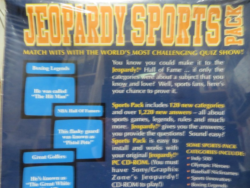 CD ROM VINTAGE 1990's SOFTWARE-SEALED-UNUSED " JEOPARDY SPORTS PACK " gallery