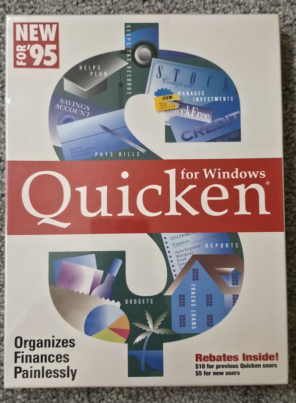 Quicken for Windows 95 Version 4 Vintage New Sealed 3.5 High Density Disks New