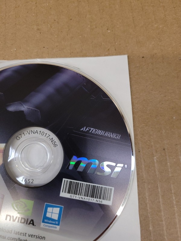MSI NVIDIA AFTERBURNER Drivers and Utilities DVD Disc G71-VNA1018-N56 gallery