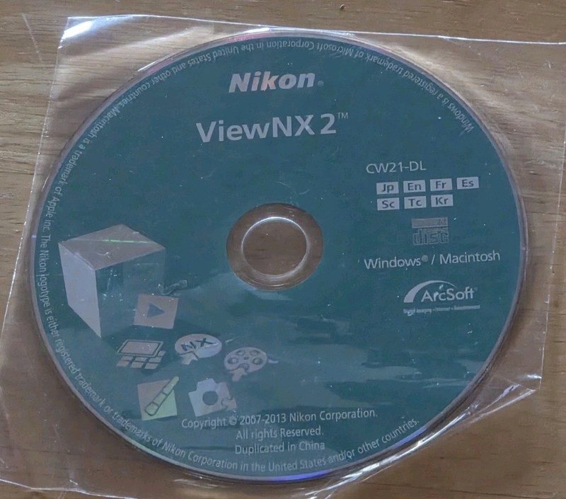 NIKON Camera Software – ViewNX2 CW21-DL CD ROM Disk Windows/Macintosh NEW UNUESD