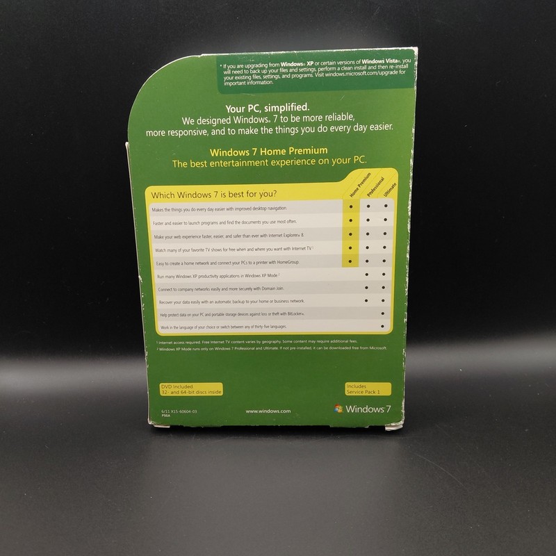 Microsoft Windows 7 Home Premium Vista Upgrade 32 & 64 Bit w/Product Key gallery
