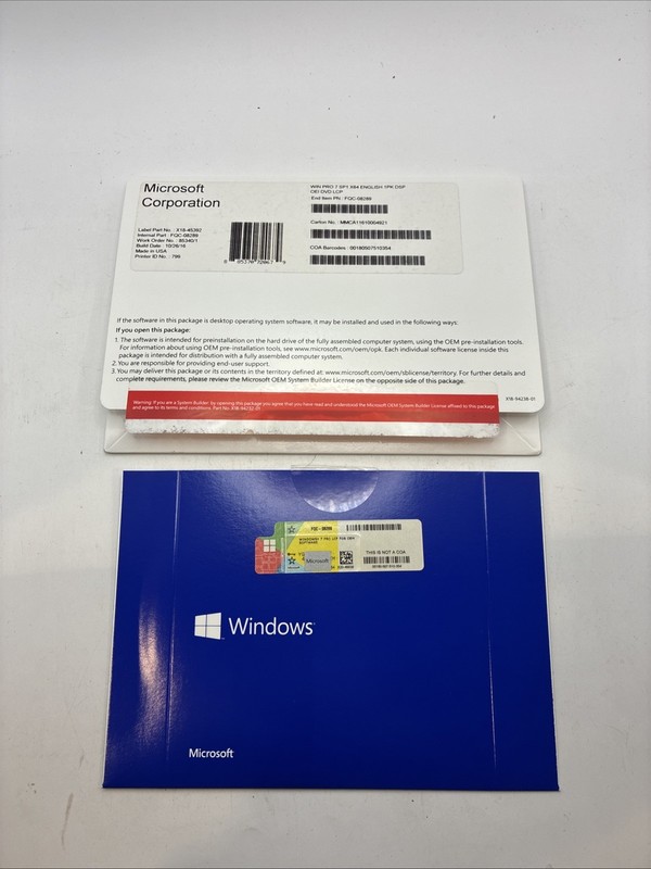 Microsoft Windows Win Pro 7 SP1 X64 English DSP OEI/JUA2742