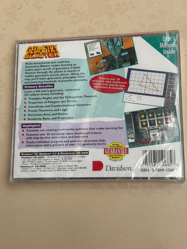 DAVIDSON GEOMETRY BLASTER WINDOWS & MACINTOSH CD-ROM NEW SEALED gallery