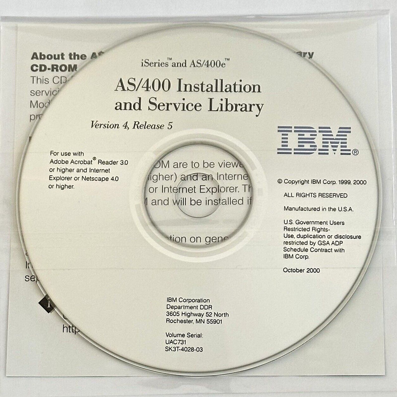IBM AS/400e iSeries Installation and Service Library Version 4 Release 5 UAC731 gallery