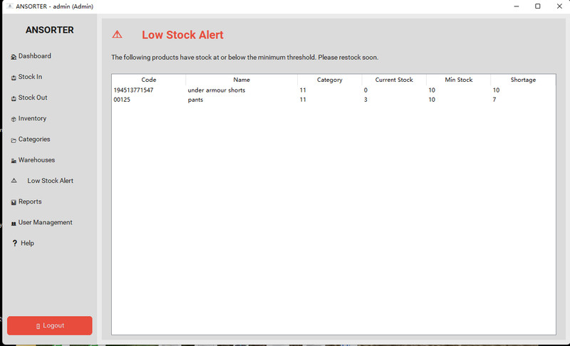 Easy to Use Warehouse Inventory Management Software for Windows - Stock In/Out gallery