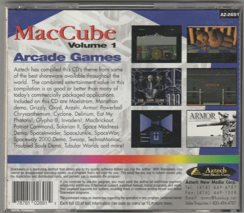 MacCube Arcade Games Volume 1 by Aztech New Media Corp for MAC 1995 ~ CD-ROM gallery