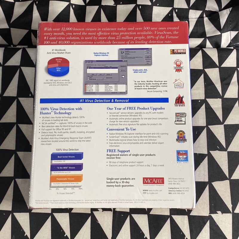 McAfee VirusScan for Win 95 / NT CD & 3.5" Disks Vers. 3.1x New, SEALED Vintage gallery