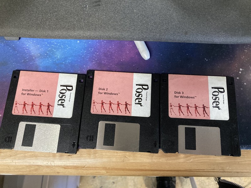 Fractal Design Poser For Windows Floppy 3.5 3D Modeling Character Design Y2K