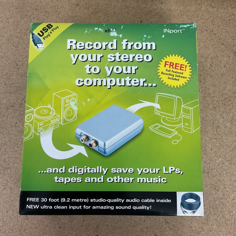 Xitel Inport Audio Recording Kit Import Tapes LP’s CD’s to Computer New Open Box