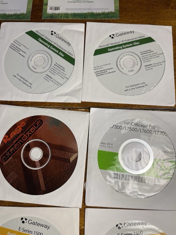 Vintage Gateway Windows XP Software Driver CD Discs Microsoft Office Lot Pad gallery