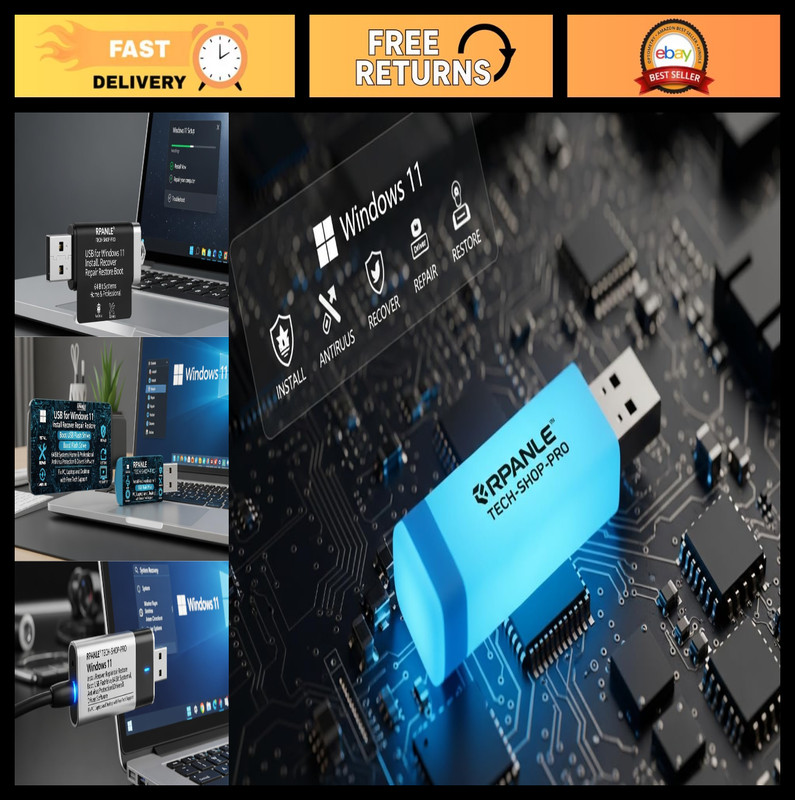Windows 11 Pro OEM USB – 64 Bit Recovery, Restore & Repair Boot Drive, Fast Supp