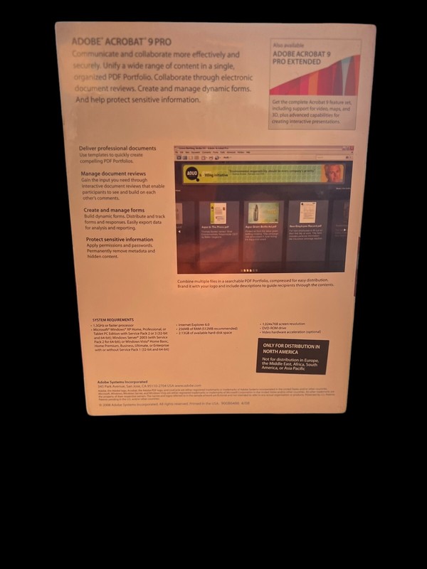 Adobe Acrobat 9 Pro for Windows PC Liceensed for 2 PCs =BRAND NEW SEALED BOX= gallery