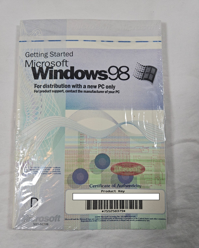 Windows 98 1st Ed. Getting Started Manual With COA & License Product Key – NO CD