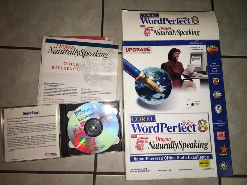 Corel WordPerfect Suite 8 Dragon Naturally Speaking – Upgrade Pre Owned