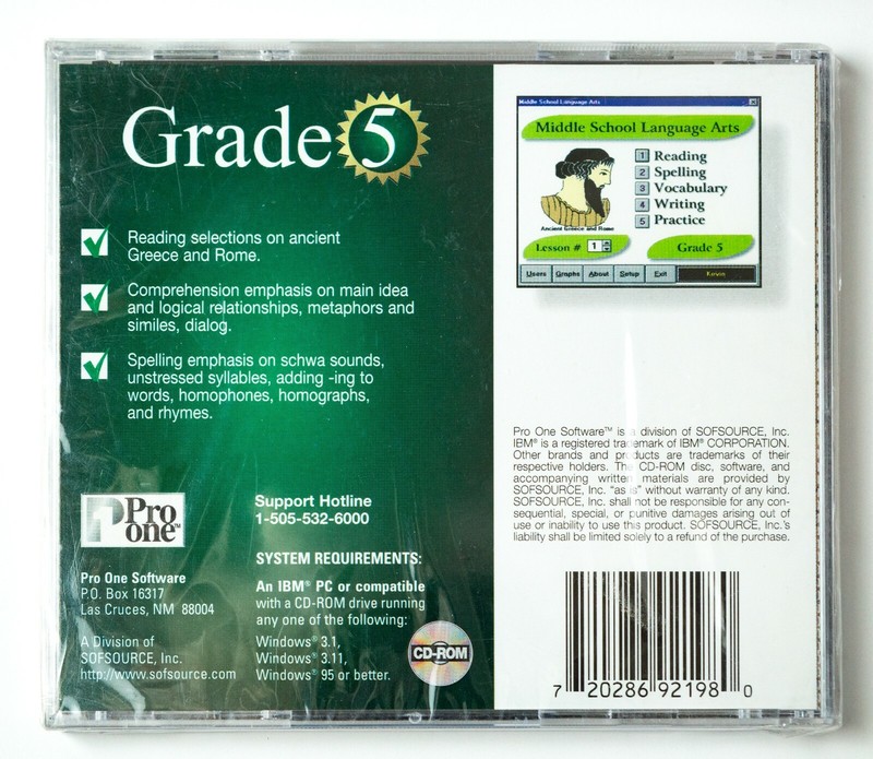 Language Arts Grade 4, 5, 6, 7 & 8 CD Pro One Multimedia Middle School Vintage gallery
