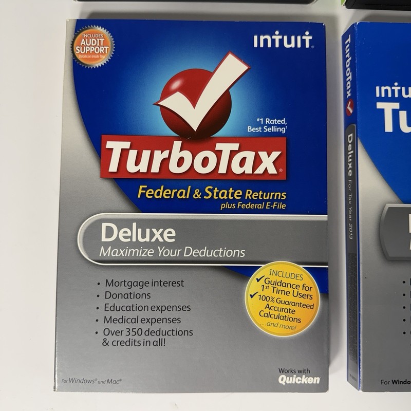 Intuit Turbo Tax Deluxe Business Federal Sate 2011, 2012, 2013, 2015, 2018 Lot 6 gallery