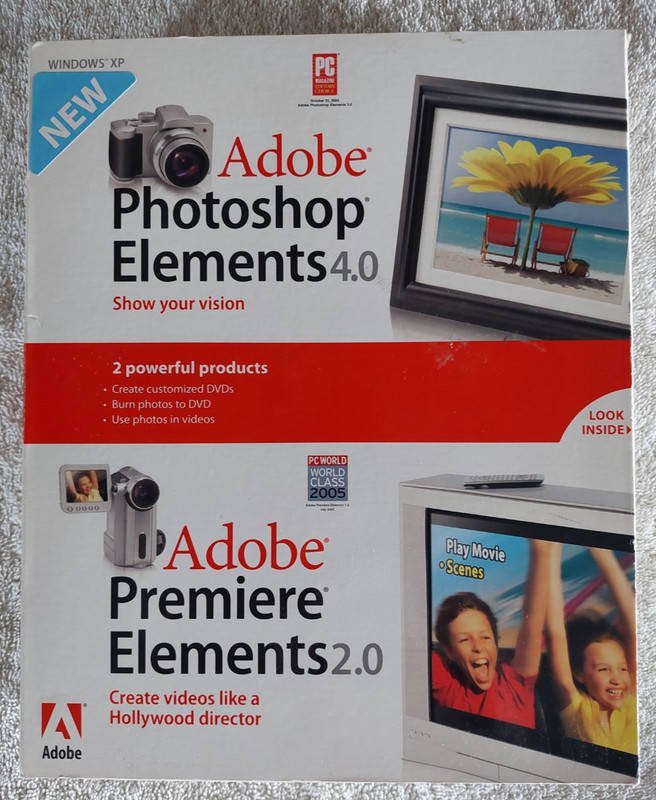 Adobe Photoshop Elements 4.0 & Adobe Premiere 2.0 Retail Box