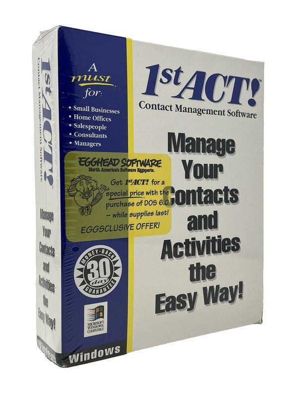 1st ACT! Contact Management Software for Windows 1992 Vintage New Sealed gallery